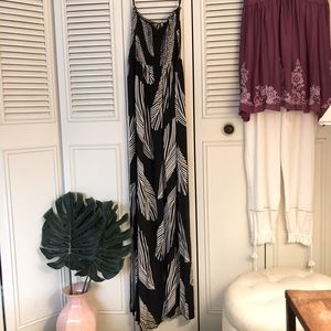 BCBG Hawaiian leaf print dress brown